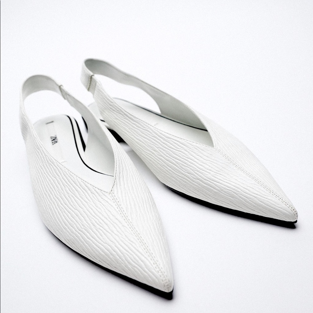 Zara Low heel Pointed Toe Slingback flats